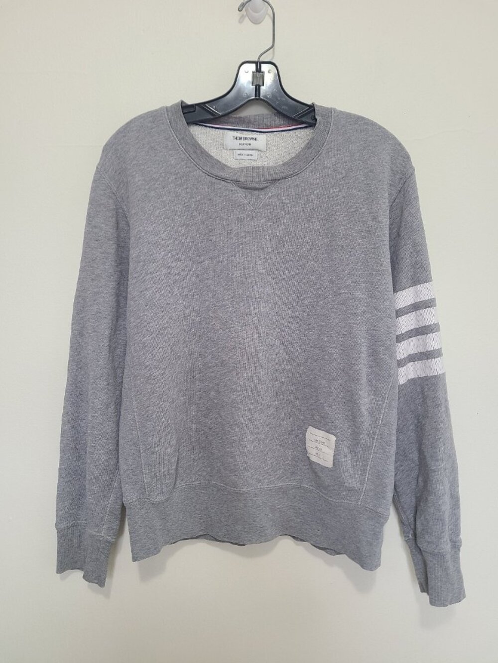 Thom Browne Sweatshirt Mens Size 3 Gray Stripe Long Sleeve